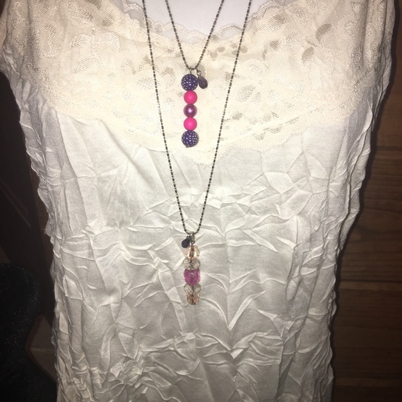 Purple & pink pendant on silver chain NWT - Picture 3 of 4